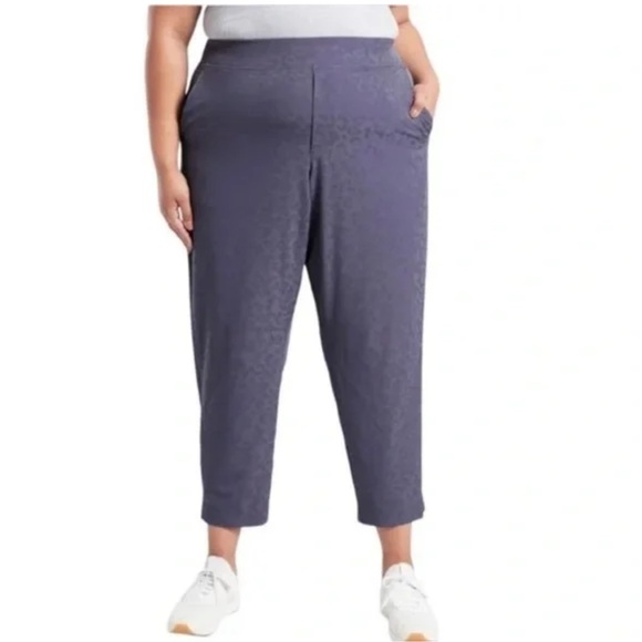 3X (26) - ATHLETA - Brooklyn Textured Ankle Pant - Blue Animal Print Leopard NEW - Picture 1 of 3